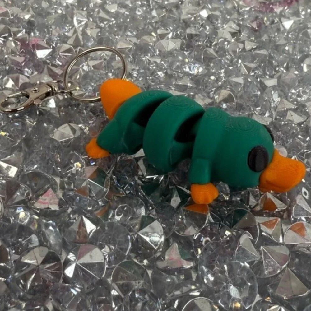 Platypus keychain 3D printed green and Orange Platupus Keychain mini cute
